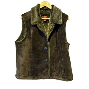 Suede Genuine Leather Vest, Eddie Bauer sz XL